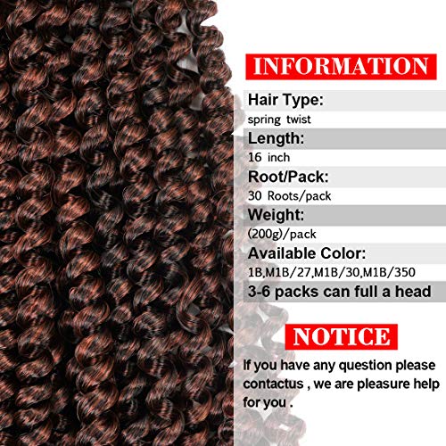 16 Inch Spring Twist Crochet Hair for Butterfly Locs - T1B 350 Variation