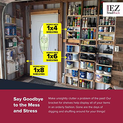 Gray Adjustable Wall Shelf Brackets - 32 Pack for Garage & Home Shelving - Made in USA - EZStudRack