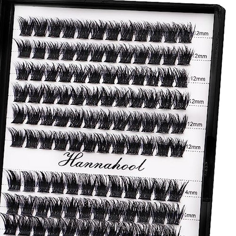 12rows-Large Tray Mixed 8-10-12-14-16mm/Mixed 14-15-16mm/Mixed14mm-16mm/Mixed 18-20mm Wide Stem Individual False Eyelashes Dramatic Black Cluster Eyelashes (mixed 12-14mm)