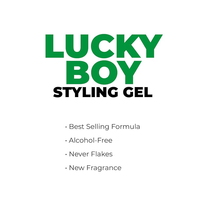 Lucky Boy Styling Gel 32oz – Alcohol-Free Medium-Thick Formula, Green