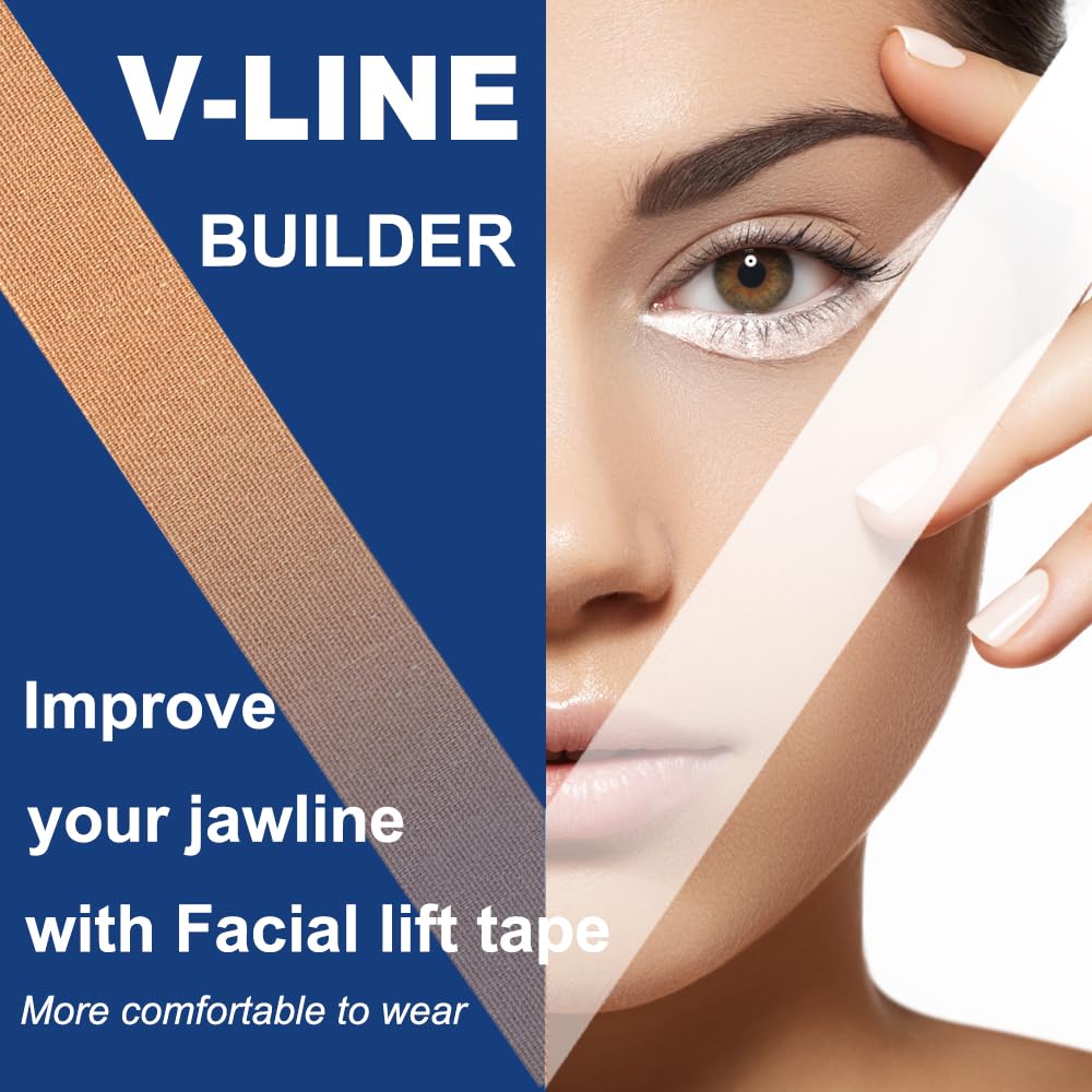 Akissos Facial Myofascial Lift Tape Face Lift Tape Face Toning Belts Anti Wrinkle Patches Anti Freeze Stickers Neck Lift Tape Unisex For Firming and Tightening Skin 2.5cm*5m