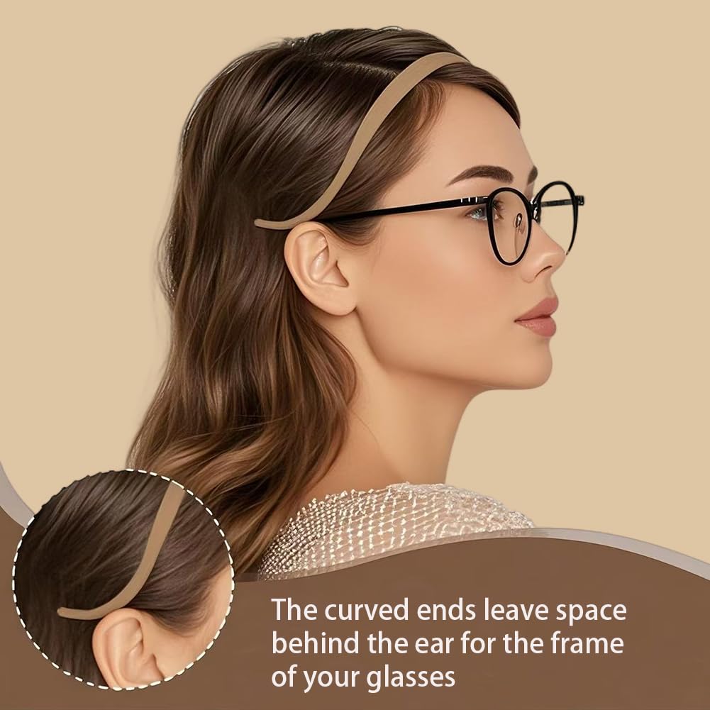 No Headache No Pressure Headbands for Glasses Wearers 3pcs Comfortable Non-Slip Sunglasses Headband Flex Matte Plastic Hairbands with Teeth Hair Accessories for Women & Girls