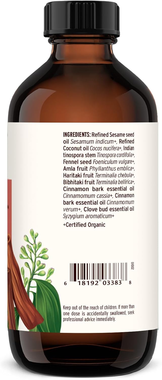 Organic Cinnamon Pulling Oil – Ayurvedic Mouthwash with Coconut Oil for Fresh Breath – 8 oz Vegan