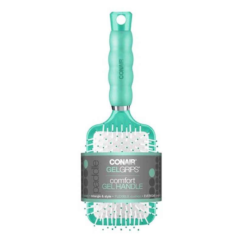 Conair Gel Grips Paddle Brush, Size B, Pink & White, 1 Count