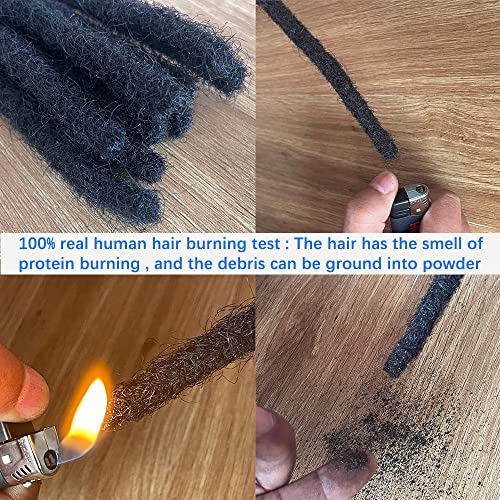 8 Inch Natural Black Human Hair Loc Extensions 0.2cm Thick 30 Strands for Women Men Kids - MIUULAAR