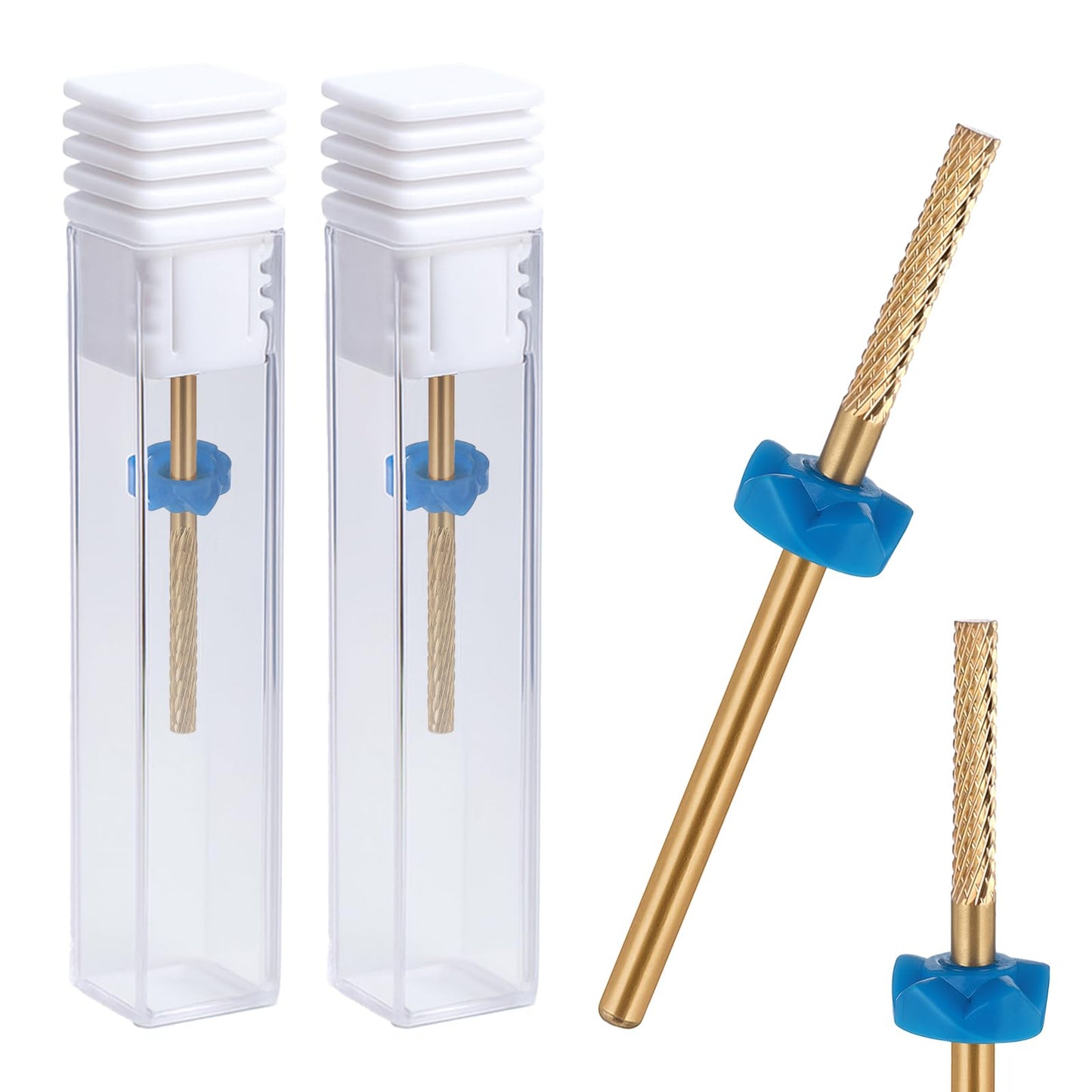 2 PCS Nail Drill Bits, Cuticle Clean Drill Bit, Carbide Drill Bits Remover Cuticle Bit for Cleans Dead, Suitable for Electric Nail File, Gold