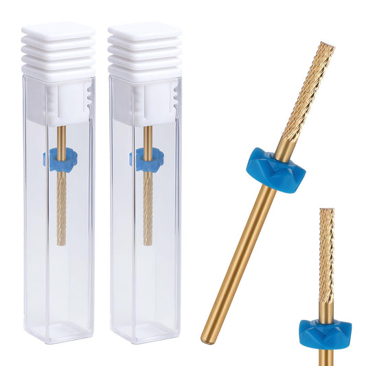 2 PCS Nail Drill Bits, Cuticle Clean Drill Bit, Carbide Drill Bits Remover Cuticle Bit for Cleans Dead, Suitable for Electric Nail File, Gold