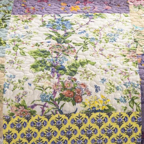 YAYIDAY Queen Size Patchwork Bedspread Set - 90 x 98 inch Cotton Quilt for All Seasons