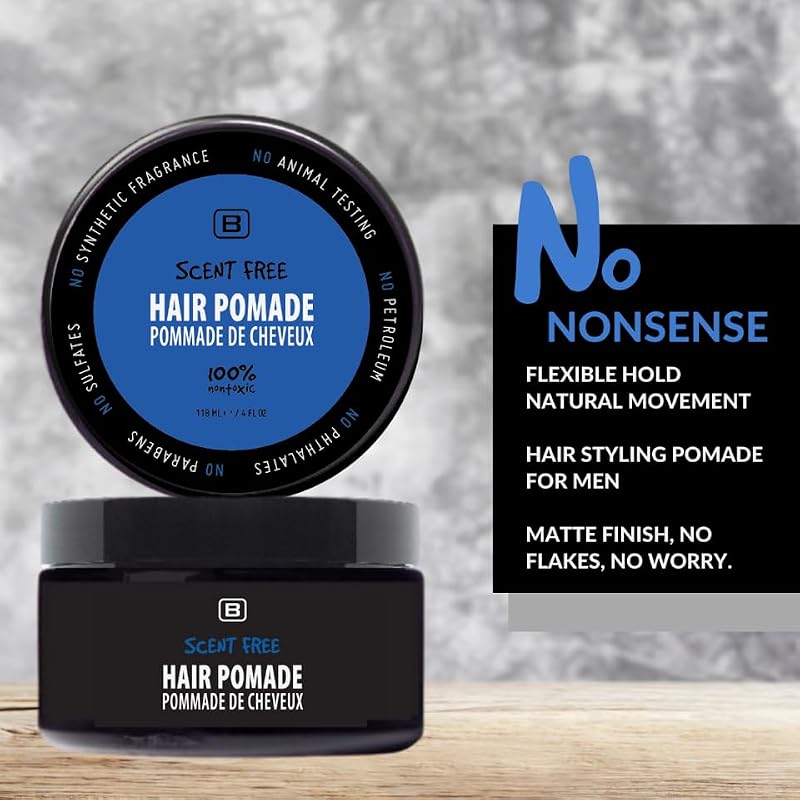 Vegan Medium Hold Water-Based Hair Pomade – All Natural, Flake-Free, All Day Style