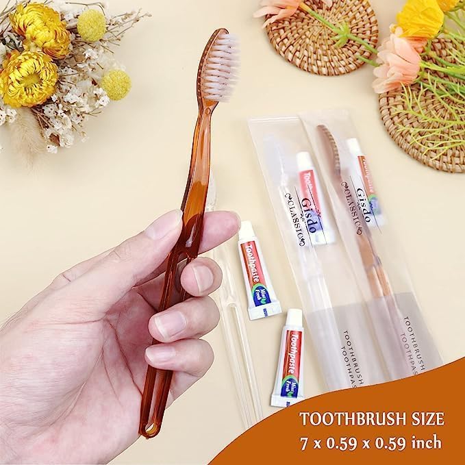 200 Pack Disposable Toothbrushes with Mini Toothpaste - Travel & Hotel Kit - Gisdo Variation of THIS listing