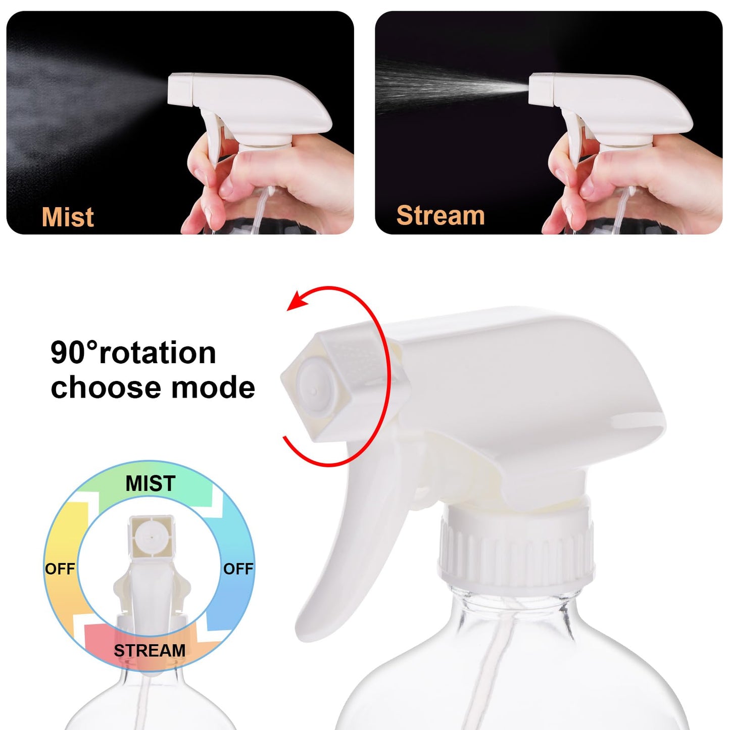 hmaimas Glass Spray Bottles for Cleaning Solutions, 16oz Reusable Clear Empty Mist Spray Bottle with Silicone Sleeve for Hair, Plants and Essential oils 2 Pack