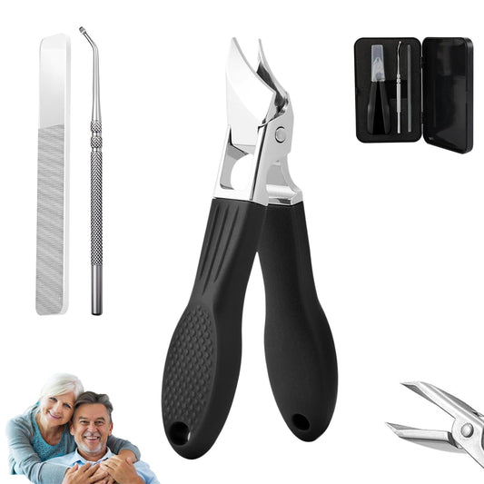 Eagle Beak Nail Clippers, Three Sets of Eagle Beak Beveled Nail Clippers, 2025 New Oblique Toenail Clippers, Wide Jaw Anti-Splash for Ingrown Toenails and Thick Nails for Seniors (Black)