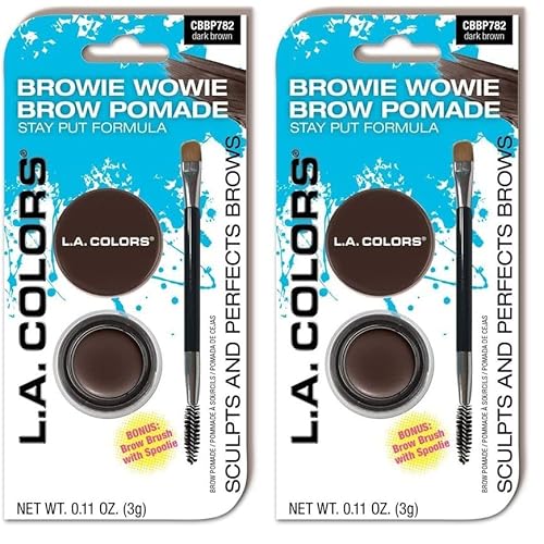 L.A. COLORS Browie Wowie Brow Pomade (carded), Dark Brown CBBP782A (Pack of 2)