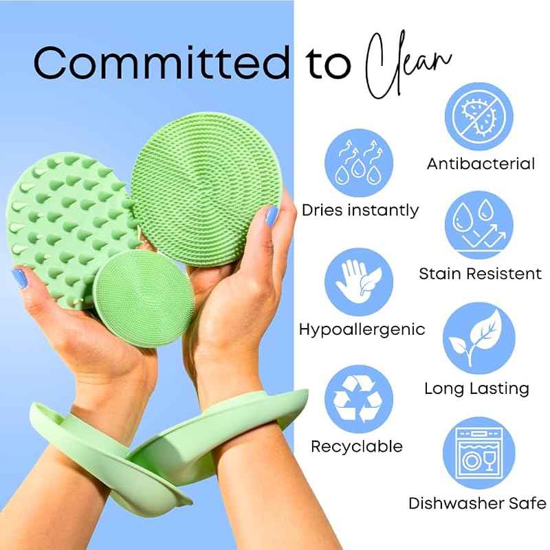 Silicone Spa Gift Set for Face & Body - Sky Blue Beauty Kit with Buffers & Exfoliator - Hypoallergenic, Durable, All Skin Types