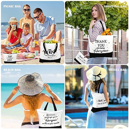Cunno 24 Pcs Thank You Gifts Bag Bulk for Volunteer Women Canvas Tote Bag for Team Coworker Social Worker Nurse Teacher Staff(Classic Thank You)