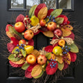 24-Inch Collapsible Pre-Lit Fall Wreath with Apples Berries & Lights