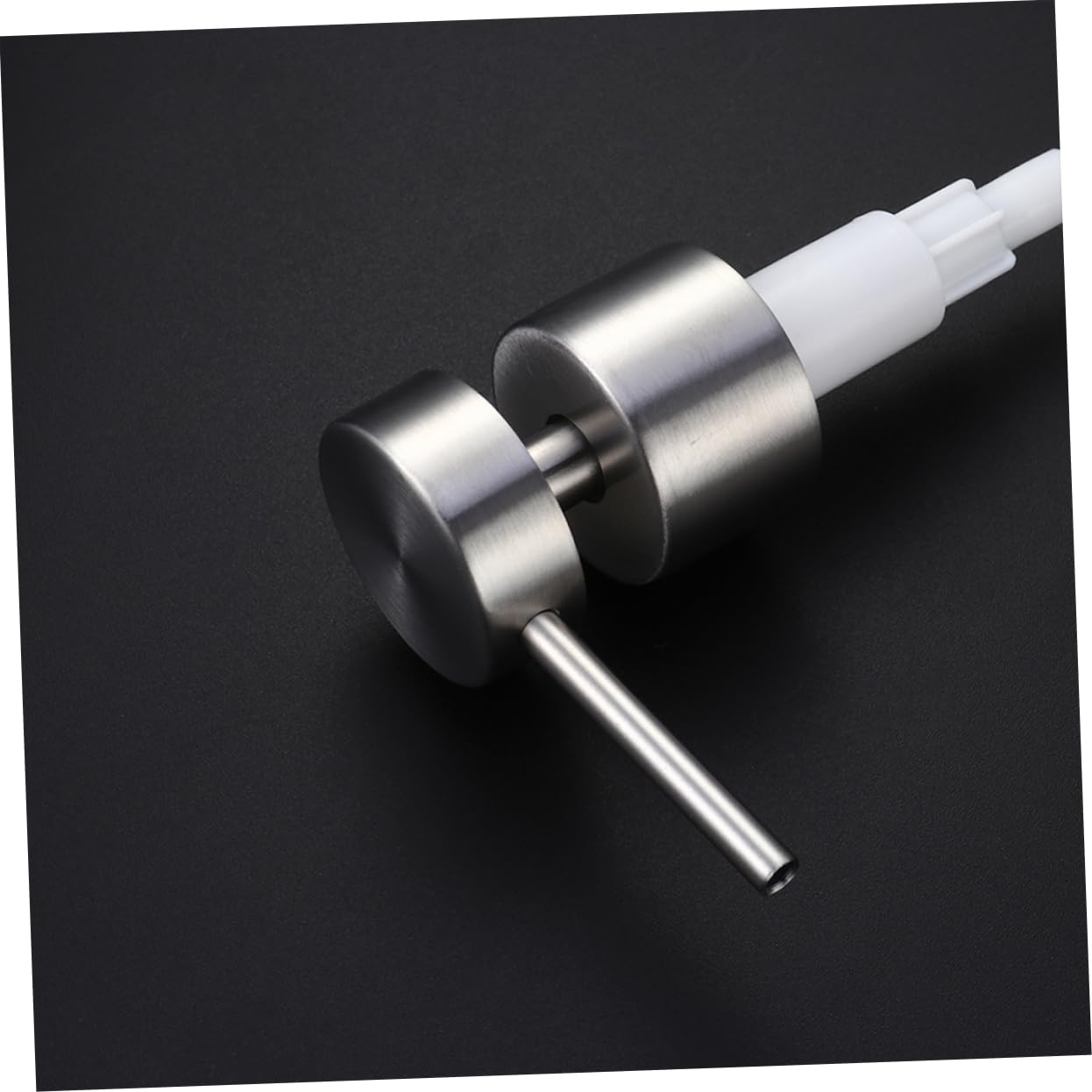 VALICLUD 2Pcs Stainless Steel Pump Head Replacement for Lotion and Soap Dispenser Bottle Caps with Long Nozzle for Easy Control for Home Kitchen and Bathroom Use