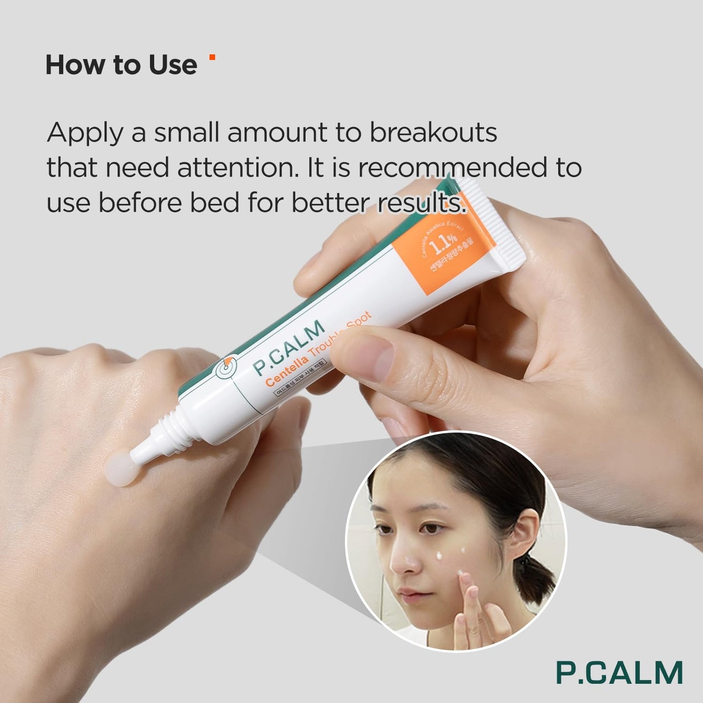 P.CALM Centella Trouble Spot Cream – Papaya Extract & Centella Asiatica for Intense Soothing & Spot Relief, Korean Skincare (15ml / 0.17 fl.oz)