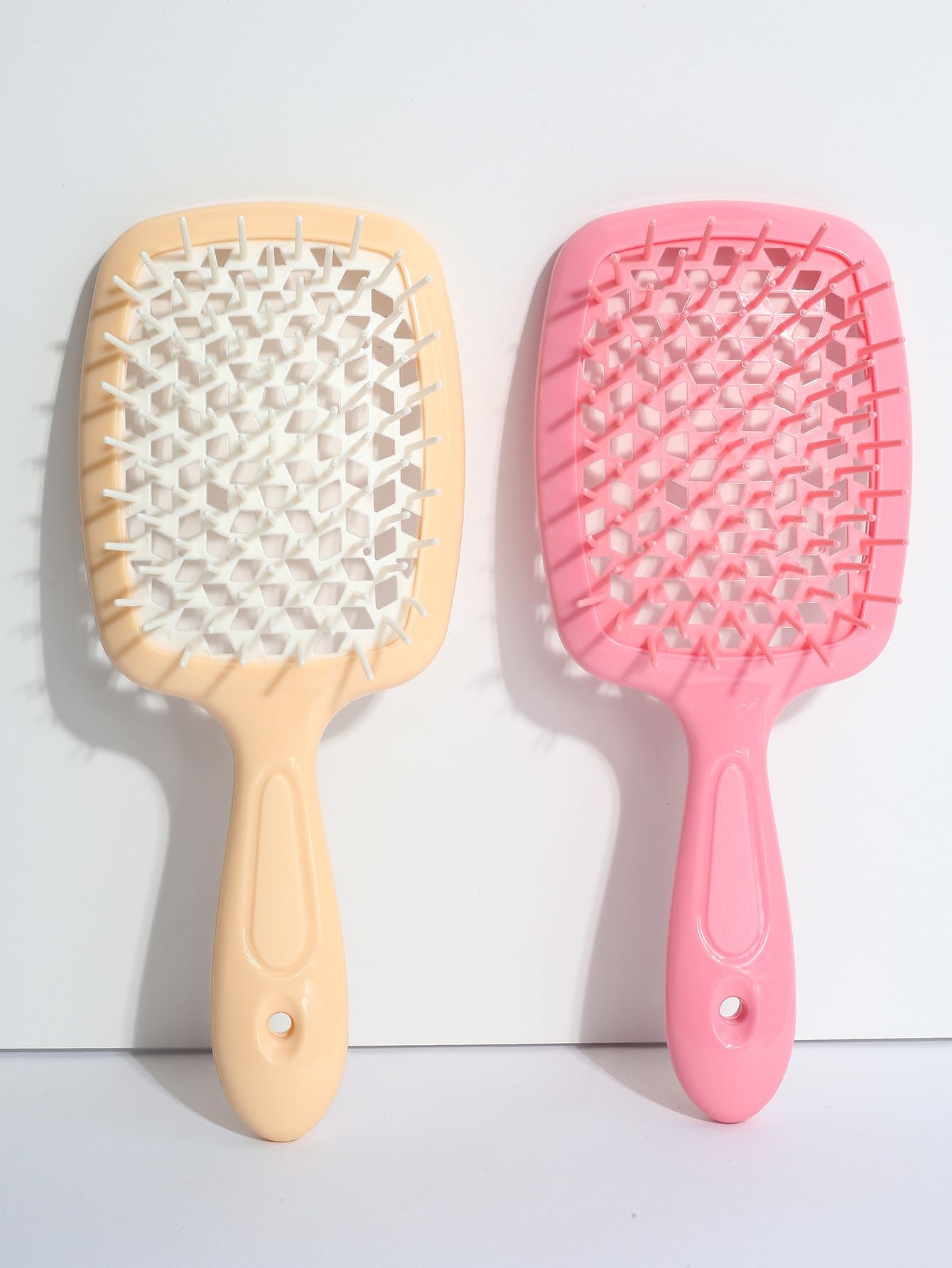 2Pcs Detangler Hairbrush for Effortless Tangle Removal - Ultra-Soft Bristles -For Natural Curly Straight Wet Dry Damaged Hair for Women Men- Yellow White & Pink