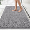 60 x 36 Inch Grey Chenille Bath Rug - Soft, Absorbent, Quick Drying Bathroom Mat with Rubber Backing