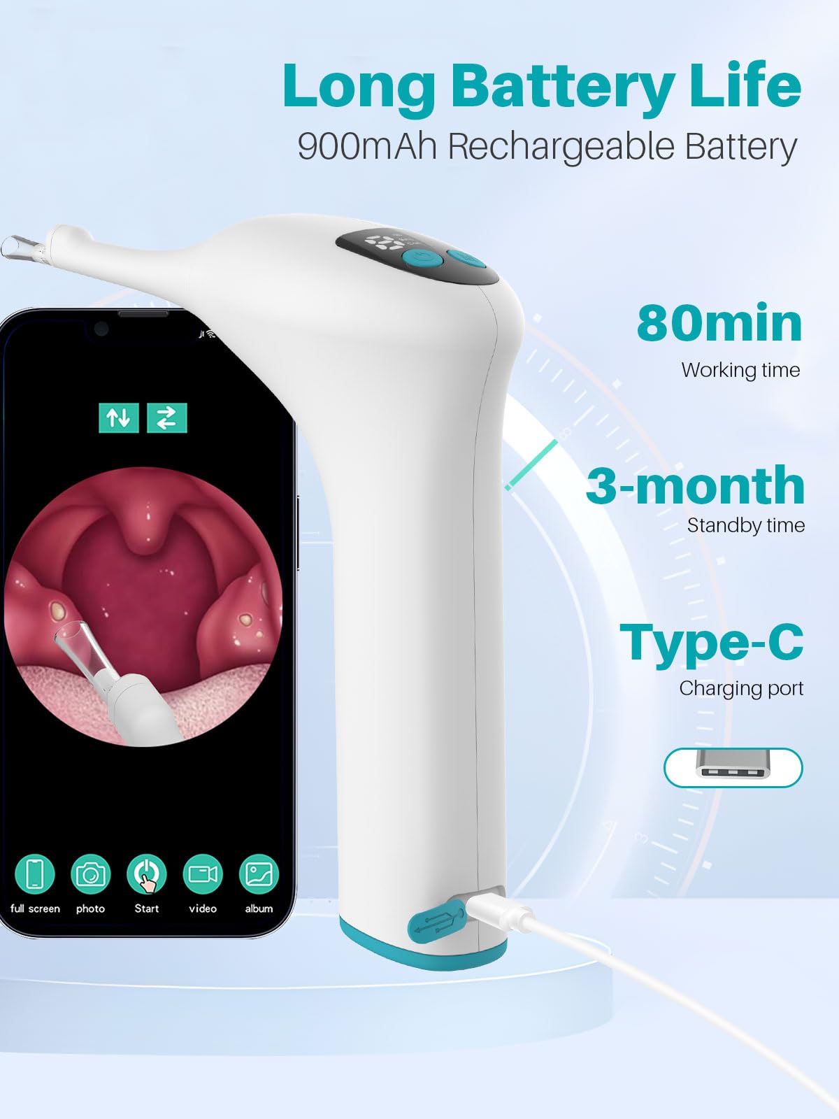 Voraiya Electronic Tonsil Stone Remover Upgraded Version, Built-in Camera and LED Light, 5-Level Suction and 2 Suction Modes Tonsil Stone Vacuum Cleaner, Oral Care Tool, Tonsil Stone Removal Kit