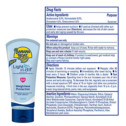Banana Boat Light As Air Sunscreen Lotion SPF 50 Twin Pack and Sport Ultra SPF 50 Sunscreen Lotion Bundle