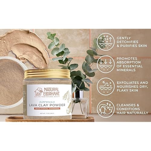 Natural Elephant Ghassoul (Rhassoul) Moroccan Lava Clay Powder | 100% Pure & Natural Face & Body Mask Powder | 1lb Bag Pack of 2 450g Bags