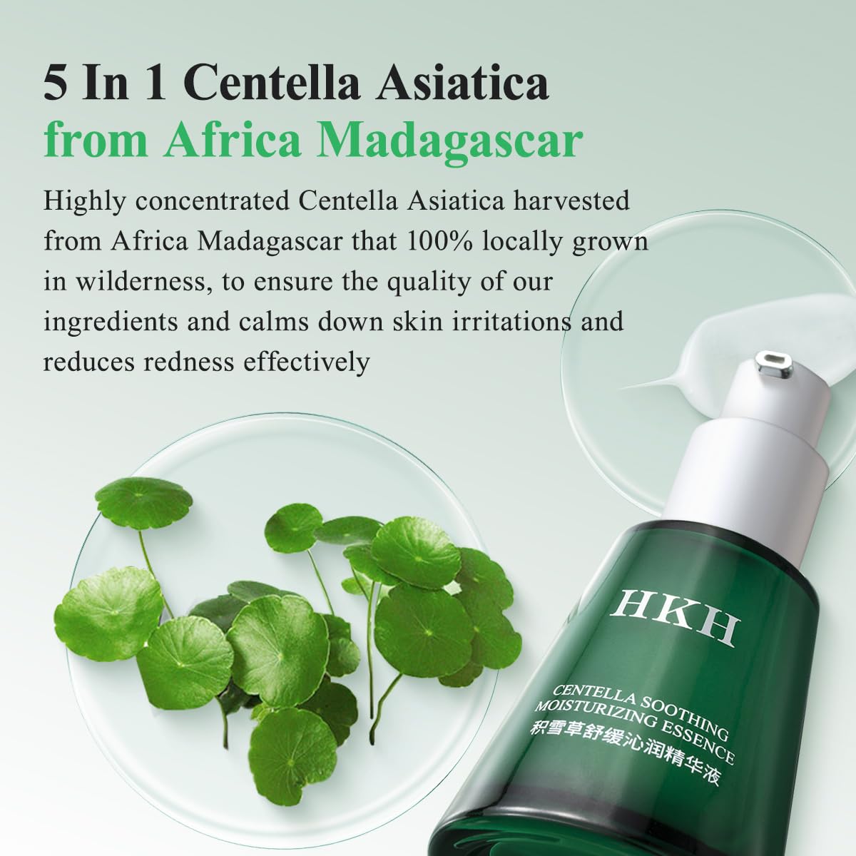 HKH Madagascar Centella Ampoule Serum - Soothing Acne Prone, Sensitive Skin Relief, Calming, Barrier Repair & Intense Hydration, 5X Centella Asiatica (Cica), 5X Ceramides, 8X Hyaluronic Acid, 30ml