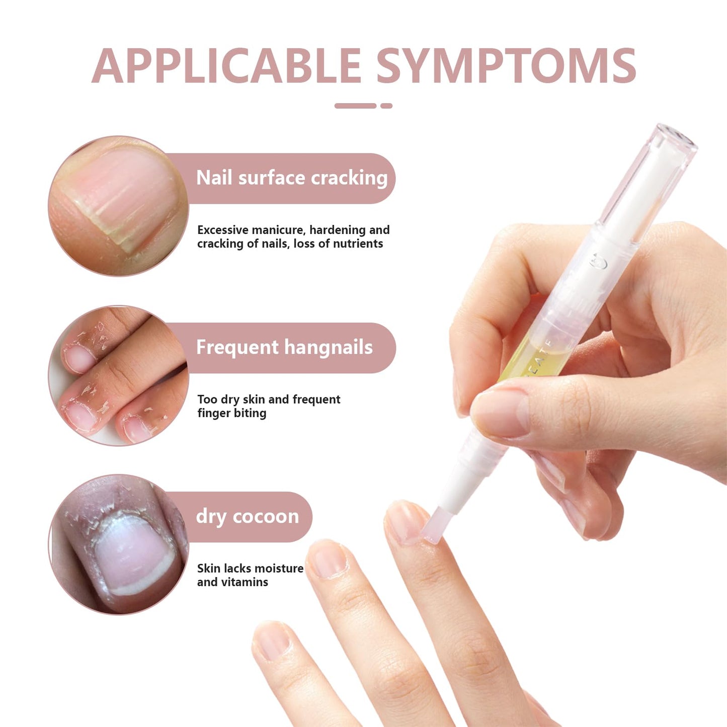 Nail Growth Oil Pen, Nail Strengthener and Hardener for Damaged, Brittle, Thin, Breaking Nails (2PC)