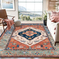 8x10 Rust Washable Boho Southwestern Area Rug - Large Vintage Oriental Design