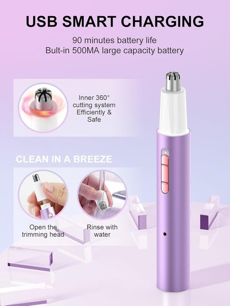 2025 Rechargeable Nose & Ear Hair Trimmer, Dual-Edge Blade Electric Clipper for Women Men, Facial & Eyebrow Hair Removal Tool, Powerful Motor, Painless, Easy to Clean