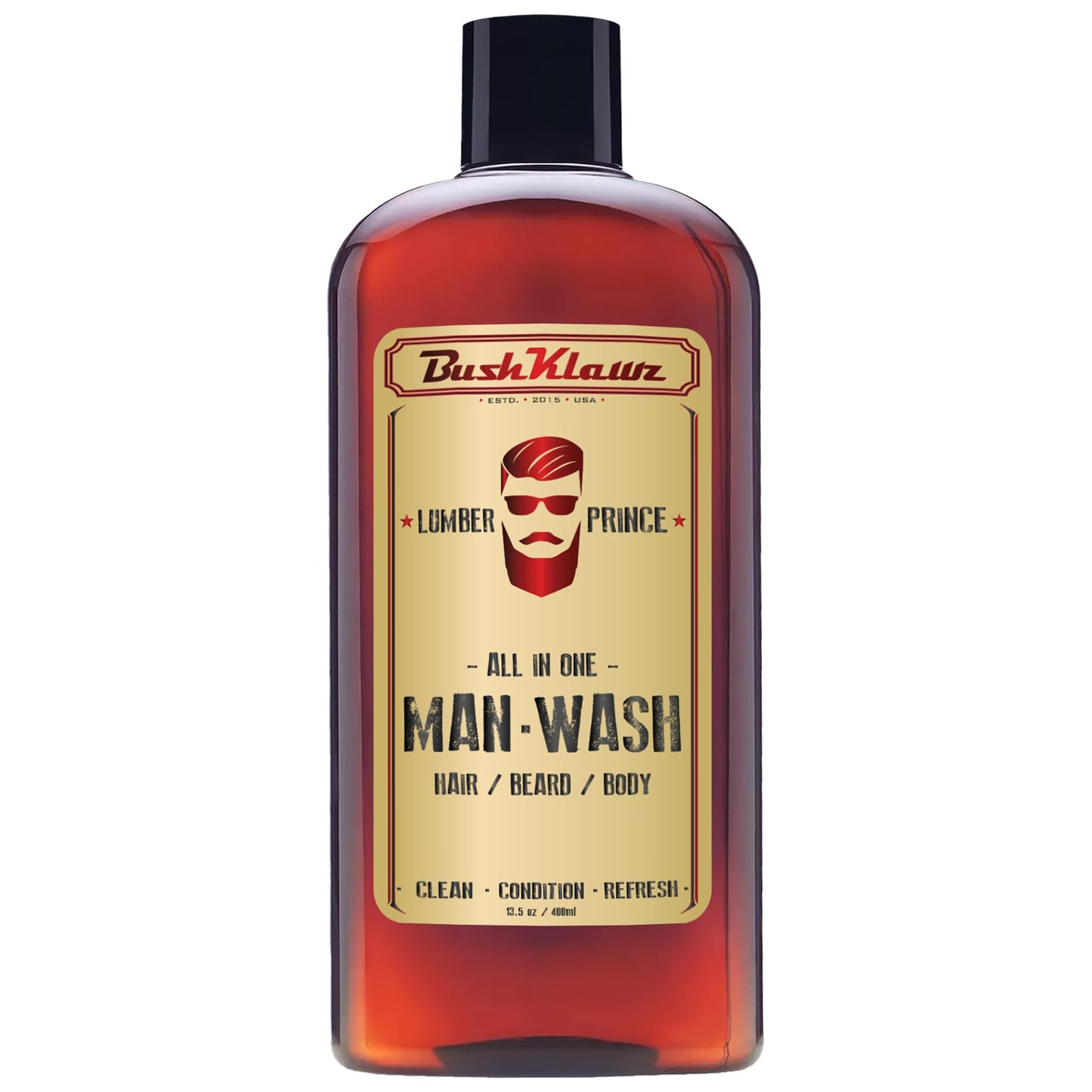 LUMBER PRINCE Men's Original All in One 3-in-1 Shampoo, Conditioner, Hair, Beard and Body Wash - American Viking Crew Cannon with Bulldog Duke PH Ballwash