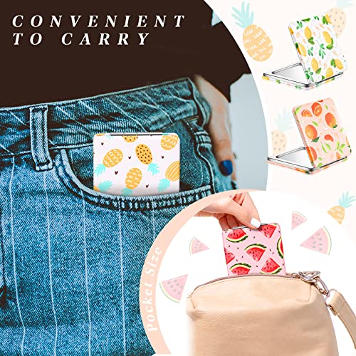 Square Style Fruit Design Compact Pocket Mirror Set - 24 Pieces