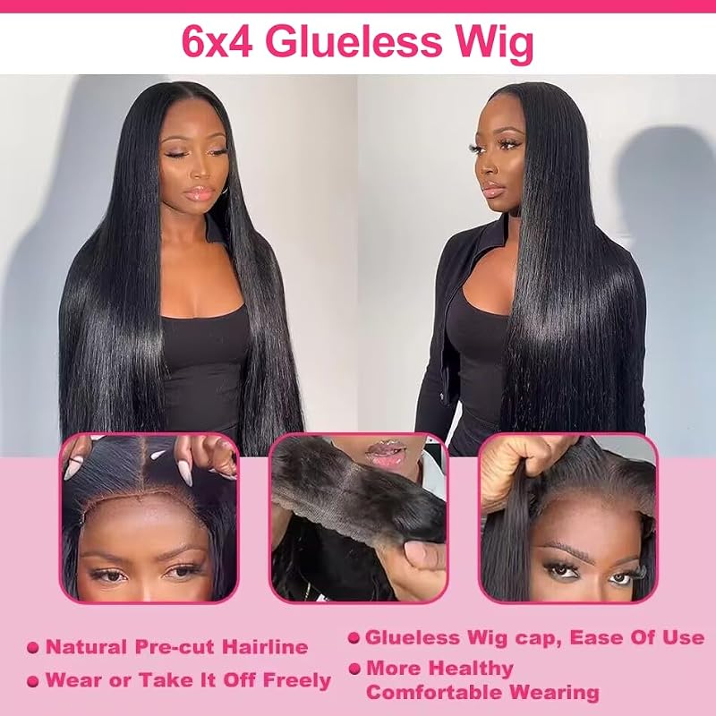 20 Inch Glueless Human Hair Lace Front Wigs with HD Transparent Closure - Pre Plucked & Pre Cut, 180 Density, Straight Style