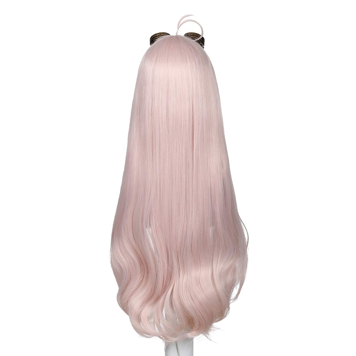 ColorGround Long Light Pink Wig with Glasses for Halloween (Long Pink)