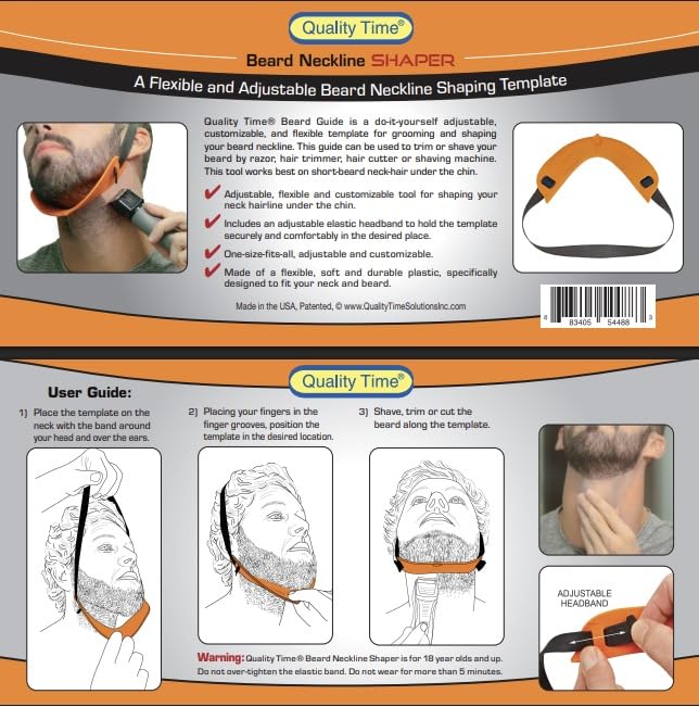Beard Shaping Template Kit with 2 Guides - DIY Grooming, Neckline & Style Tools