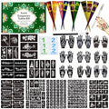 Temporary Tattoo Kit with 225 Reusable Stencils & 9 Colors - DIY Body Art Set - Variation of 9 pcs (9 Colors)