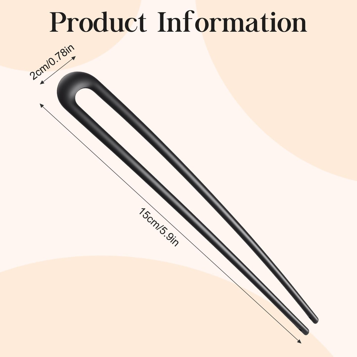 Cpoxiti 2PCS French Hair Pins for Women, U-Shaped Metal Hair Pins for Long and Thick Hair, 5.9 Inch Extended French Pins Hair Forks for Various Hair Styles (Black)
