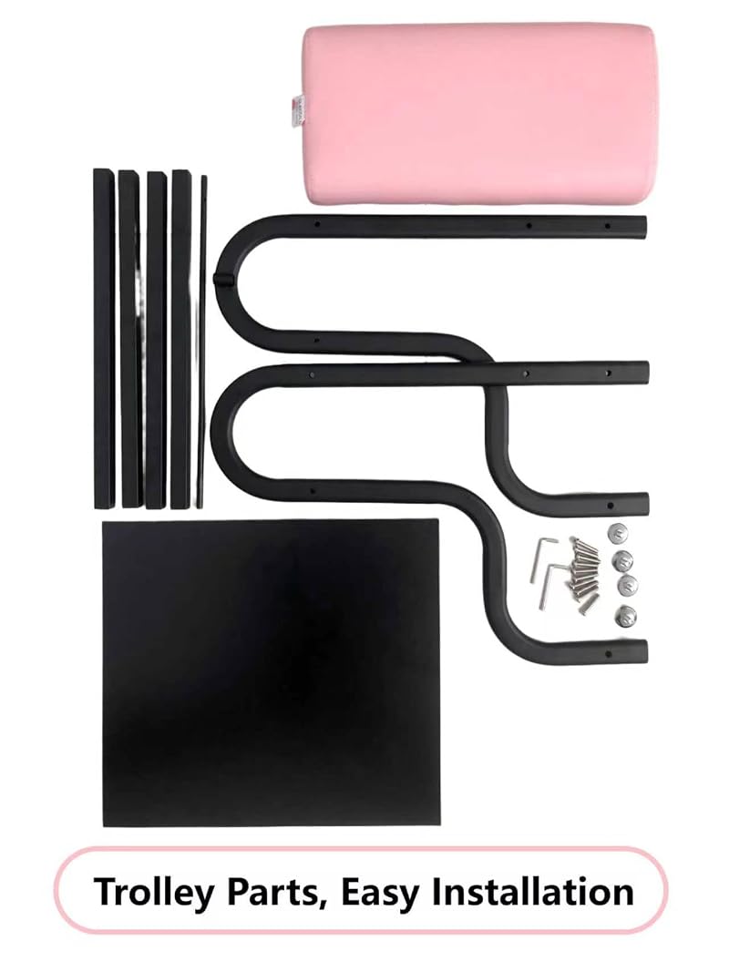 Foot Spa Trolley Cart with Magnifier Lamp Hole & Foot Rest – Heavy-Duty Pedicure Station (Nude Pink) – Multi-Purpose Salon/Home