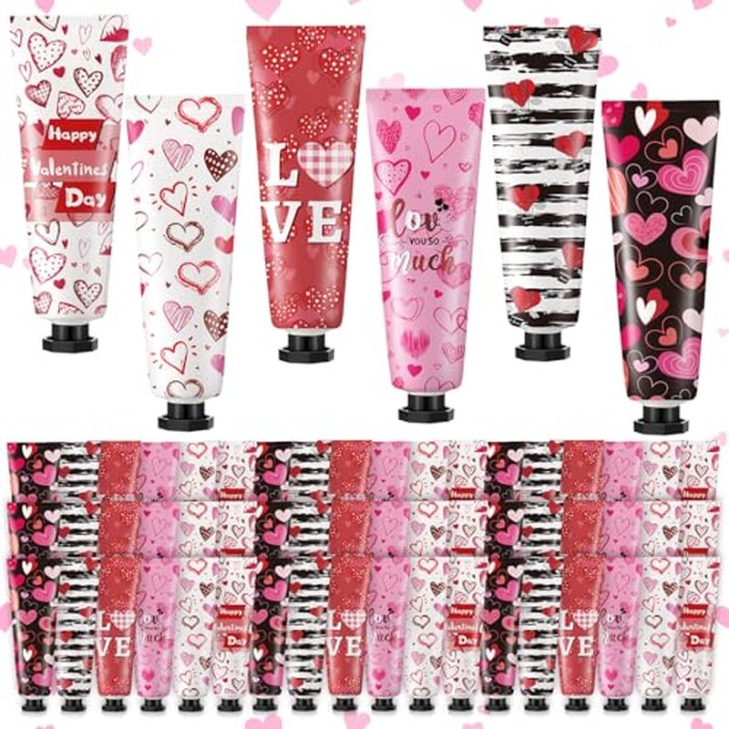 72 Pcs Valentine's Day Hand Cream Gift Bulk Valentine Gift Basket Stuffers Love Heart Moisturizing Galentine's Hand Lotion Bulk Small Dry Cracked Care Cream for Women Friends Seniors Clients, 30 ml