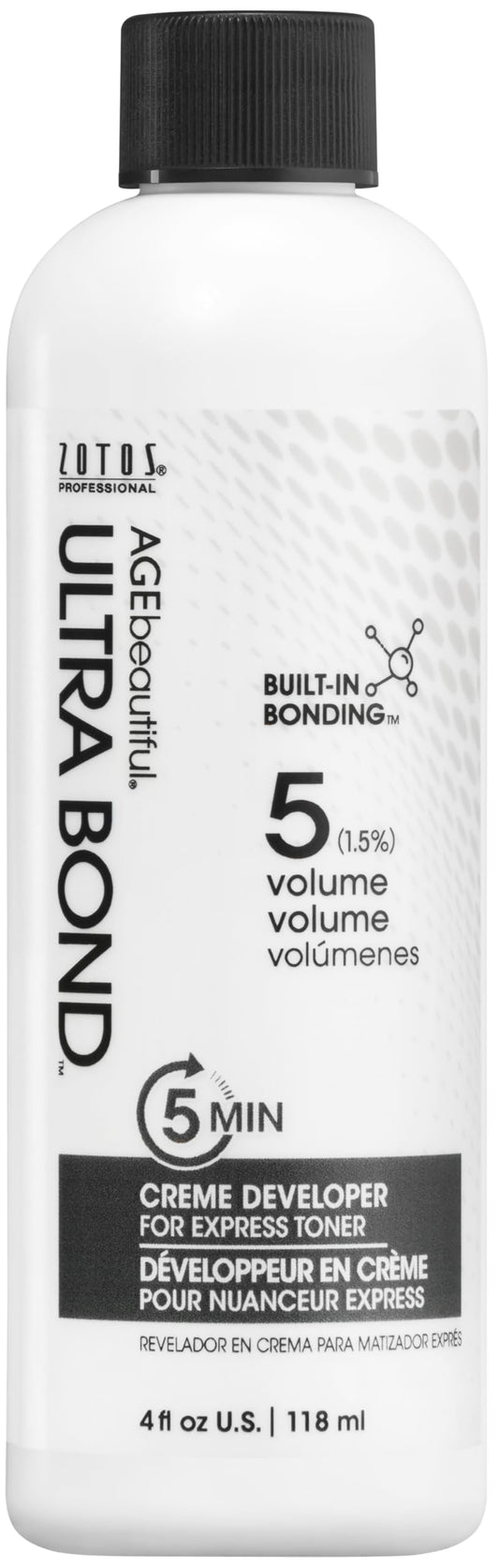 AGE beautiful 5 Volume Crème Hair Developer with Ultra Bond Building | For 5-Minute Express Toners | Strengthens, Protects & Nourishes | For Lightening & Highlights | 4 Fl Oz (Pack of 1)