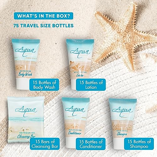 75-Pack Hotel Toiletries Set - Travel Size Shampoo, Conditioner & Body Wash with Lemongrass Scent