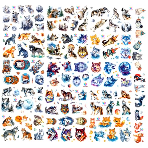 101+ Wolf Temporary Tattoos ? Printable, Waterproof Fake Tattoos for Kids, Girls, Boys, Teens & Adults ? Ideal for Birthday Parties, Decorations (A)