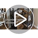 YATINEY Rustic Brown & Black Corner Bookshelf 7-Tier L-Shaped Storage Display