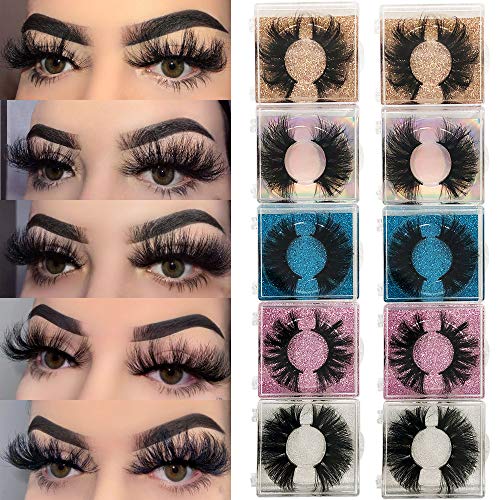 25MM Mink Eyelashes Wholesale Ninglash 10 Pack False Eyelashes, Christmas Gifts for Women Dramatic Real Mink EyeLashes, Thick HandMade Full Strip Lashes, Crueltyl Free Fluffy Lash, 3D Mink Lashes Bulk