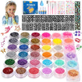 Kids Glitter Tattoo Kit with 36 Colors Glow in Dark & Body Art Supplies