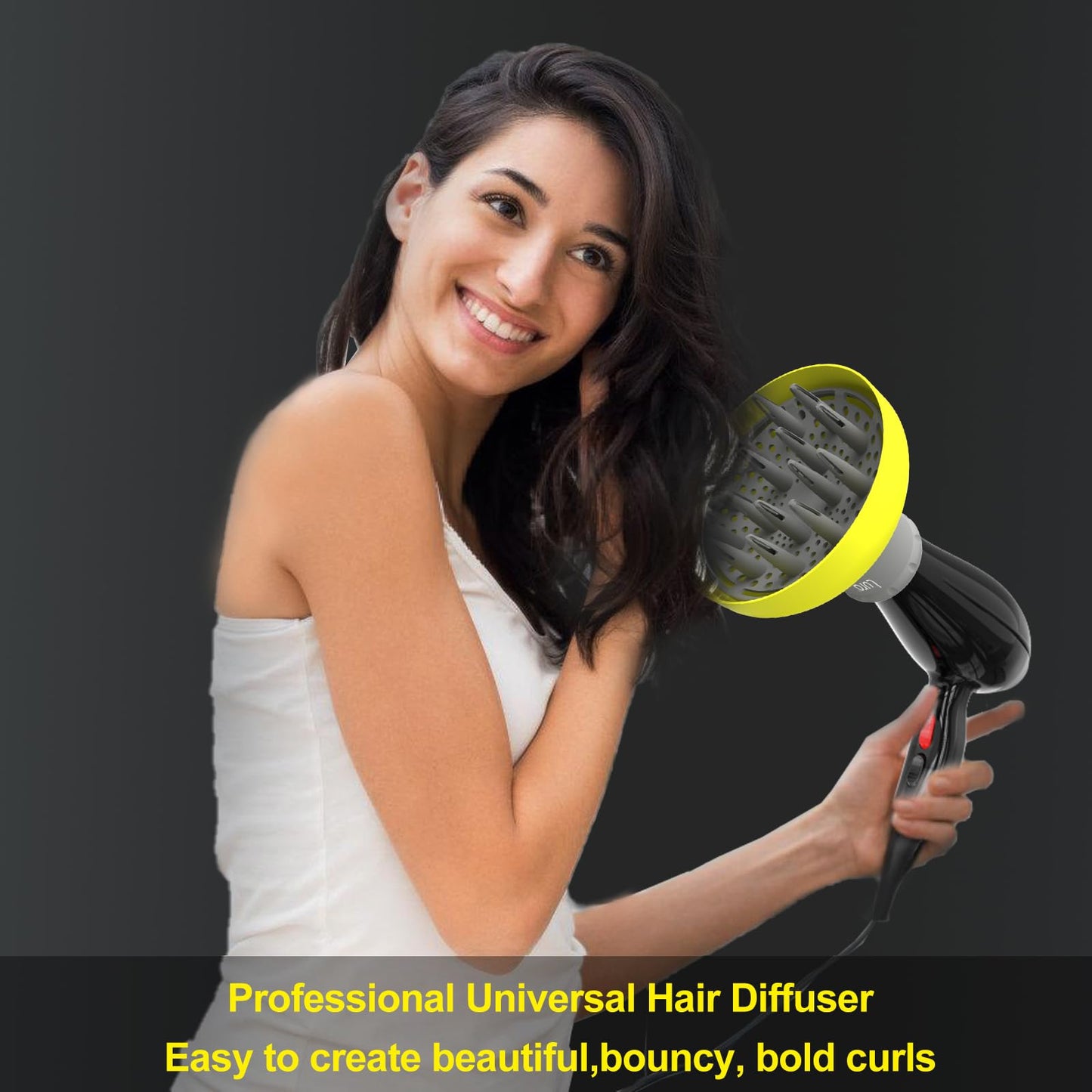 Large Hair Diffuser Attachment For Hair Dryer Nozzles From 1.7 To 2.1,Universal Diffuser Hair Dryer Attachment,Hair Diffuser For Curly Hair,Curly Hair Diffuser for Blow Dryer(Yellow)