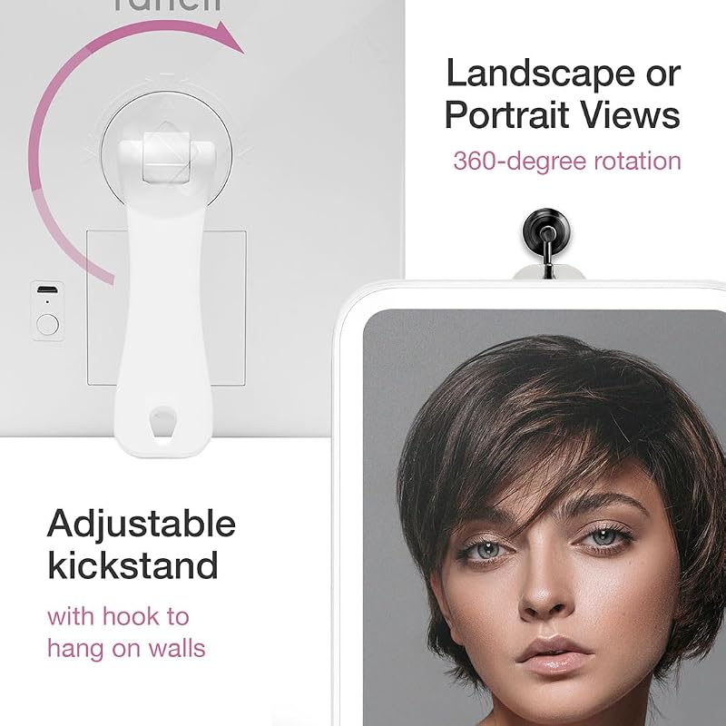 Rechargeable LED Travel Makeup Mirror with 3 Color Settings & 10x Detachable Magnifier