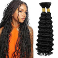 Deep Wave Human Braiding Hair Bundles 18 Inch – Brazilian Virgin Curly Hair for Boho Braids