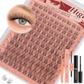 Higu clace Wispy Lash Clusters Kit, 120PCS Natural Lashes Clusters Kit with Lash Bond and Seal, C Curl Wispy Cluster Eyelash Extensions Natural Look with Clear Band Comfort Easy to use for Beginners